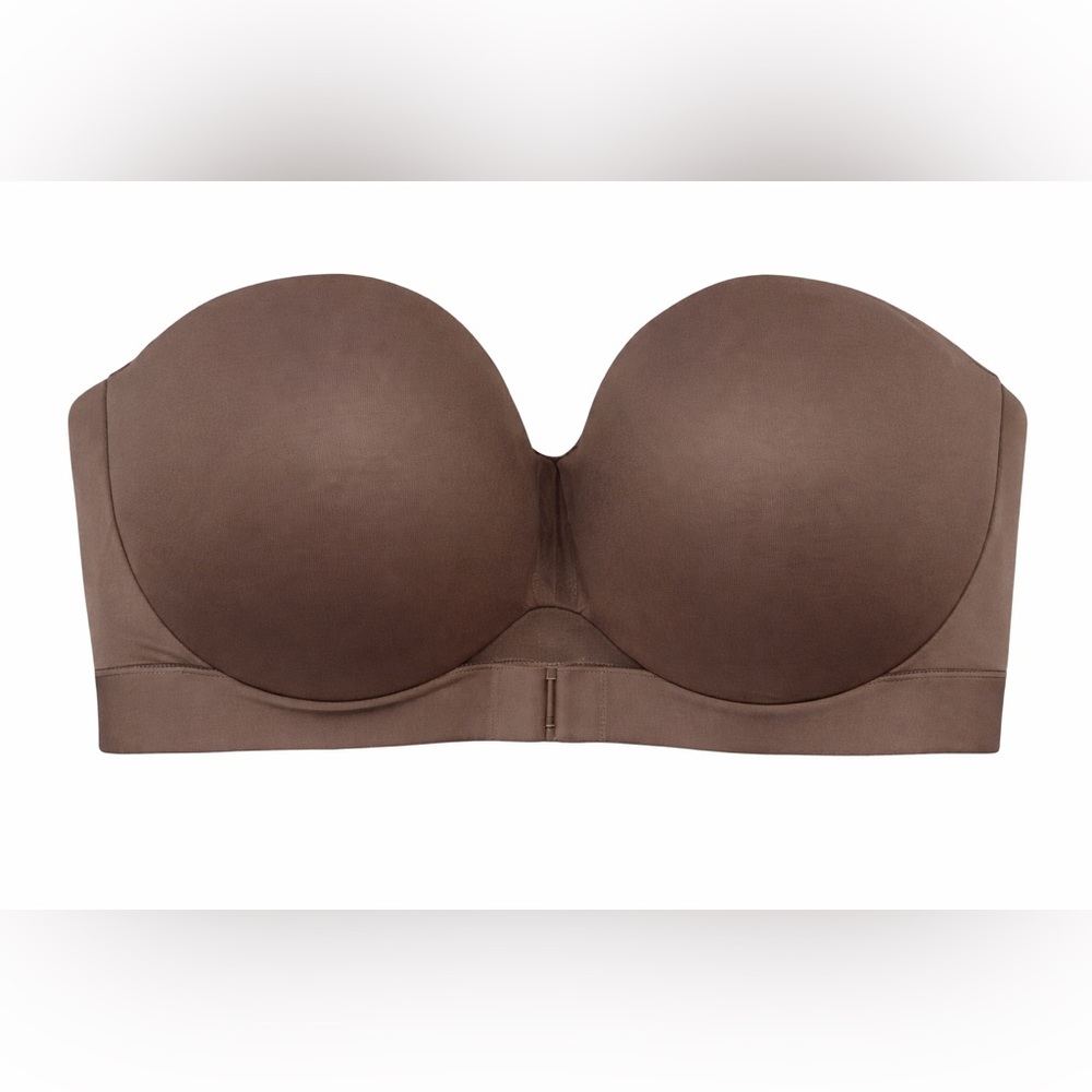 Cacique Strapless Bra 40DDD Brown Lined Seamless Underwire Convertible No Straps
